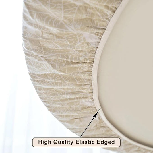 LIBERECOO Round Vinyl Fitted Tablecloth with Flannel Backing Elastic Edge Table Cover Waterproof Stain-Resistant Wipeable Tablecloths Fits 40-44 Inch Round Tables