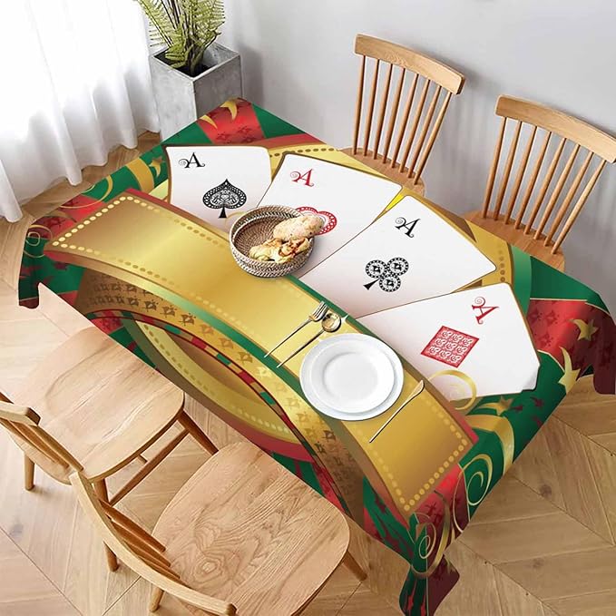 TKS MITLAN Poker Tablecloth 60x84 Inch Rectangular Gambling Playing Cards Game Casino Print Oblong Table Cloth Kitchen Table Decorations for Home Dinner Party