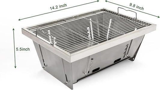 Foldable Portable Charcoal BBQ Grill Set, Outdoor Barbecue Grill for Patio Camping Picnic