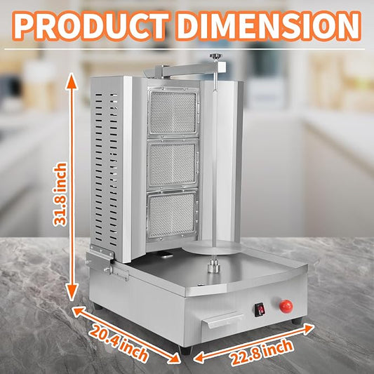 3 Burners Shawarma Machine Commercial Vertical Rotisserie Grill Turkish Doner Kebab Machine for Kitchen Restaurant