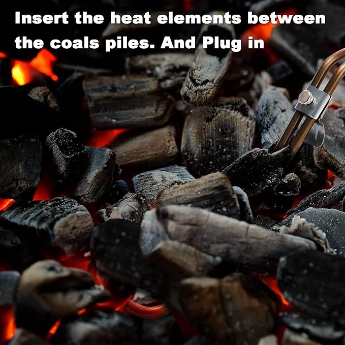 Electric Charcoal Fire Starter Lighter – BBQ Grill Starter for Fireplace Campfires Coal Quick Ignite Briquettes |No Sparks or Flames | 304 Stainless Steel Coils Elements 5ft Long Cable Cord 700W