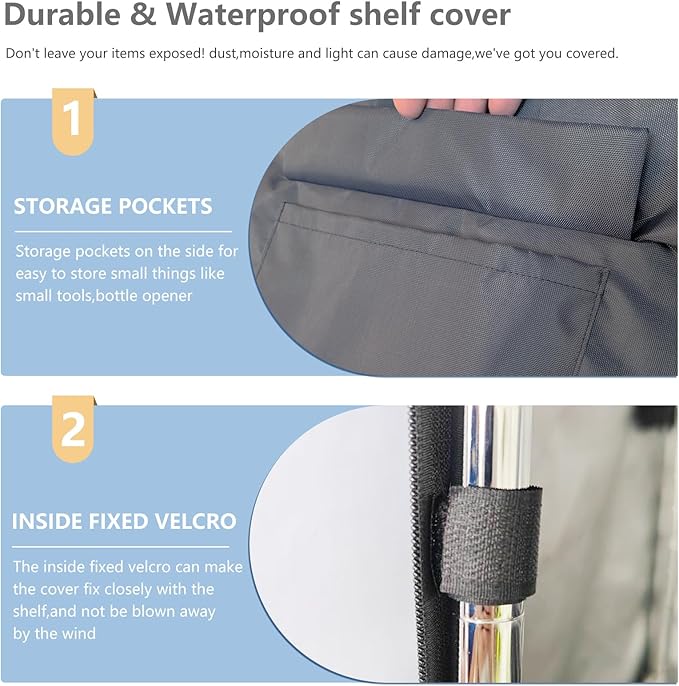 Waterproof Shelf Cover,600D Heavy Duty Dustproof Storage Wire Rack Covers,Outdoor Shelving Covers for Wire Shelves with Zipper 36''x14''x72'',Clear Front.