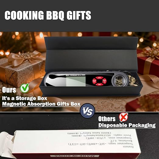 3 in 1 Meat Thermometer Digital with Beer Bottle Opener, Built-in a Kitchen Timer. Waterproof, Large Backlit Screen, Perfect Kitchen Accessories,BBQ Grill Cooking Gifts for Men,Fathers Day Gift