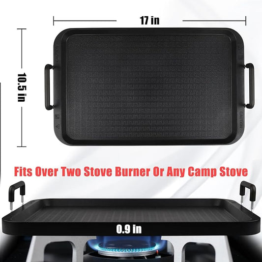 Flat Top Grill - Non-Stick Stovetop Griddle, Aluminum, Dishwasher Safe