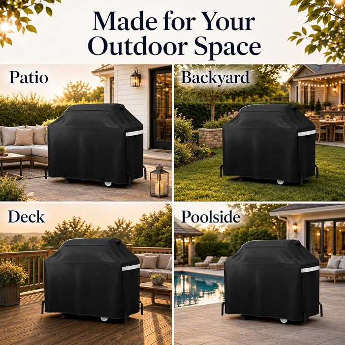 GRISUN Waterproof Grill Cover 55 Inch for Outdoor Grill | Fits Weber, Char-Broil, Nexgrill, Monument, Dyna-Glo and More, Heavy-Duty 600D Anti-Fade BBQ Gas Grill Cover