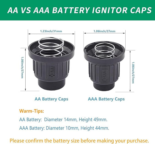A.I.FORCE 2Pcs AA Battery Igniter Caps, Ignitor Push Button Only for AA Battery (Dia. 14.5mm, Length 50.5mm), Ignition Caps Replacement for Gas Fire Pit, BBQ, Grill, Barbecue Spark Generator