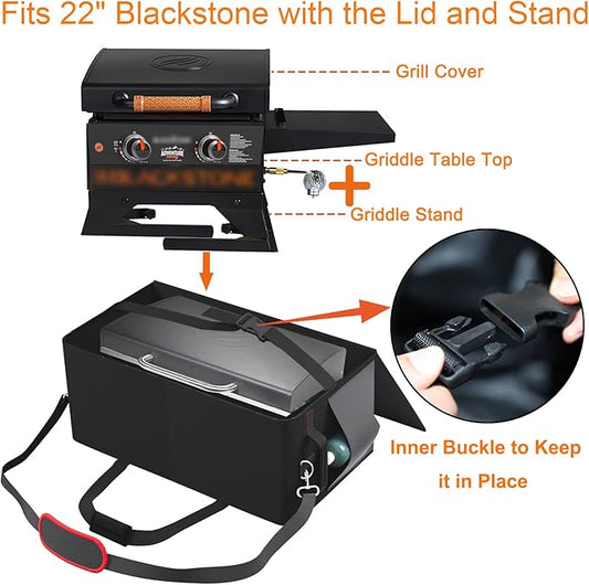 22 Inch Griddle Carry Bag for Blackstone 22 Inch Table Top Griddle with Grill Cover and Stand, Fits Blackstone 22" Grill Griddle with The Lid and Stand Carrying Bag 600D Heavy Duty Water-Resistant