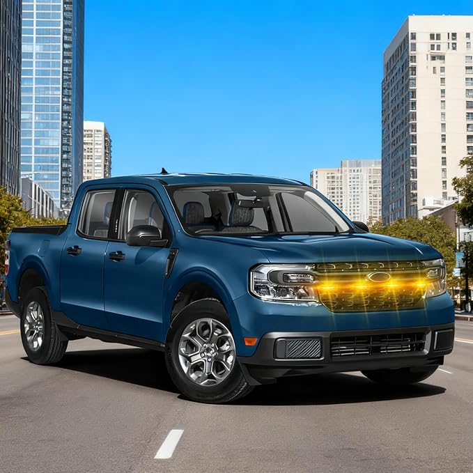 Front Grille Led Light For 2022 2023 2024 Ford Maverick XLT Raptor Style Grill Lights,Maverick Accessories (Only Fit XLT-Amber)
