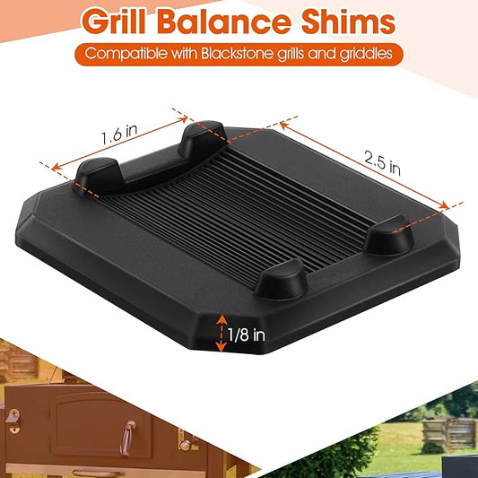 8PCs 1/8'' Griddle Leveling Shims Kit Compatible with Blackstone Griddle, Rubber Grill Levelers Outdoor for Most Grills, Keep Flat Top Grill in Level