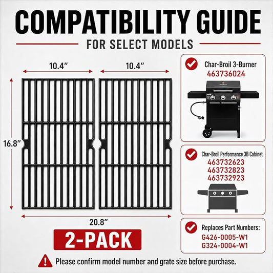 Uniflasy Grill Grates for Char-Broil 463736024 463732623 463732823 463732923 CharBroil Performance 375 3-Burner Replacement for American Gourmet 3B Grill Parts Replaces G426-0005-W1 G324-0004-W1