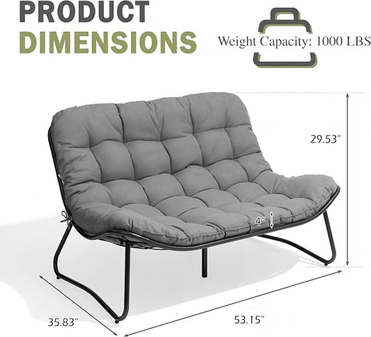 Crestlive Products Outdoor Couch,Patio Loveseat with Soft Cushions All Weather Patio Furniture for Porch/Balcony/Yard (3PC Dark Gray)