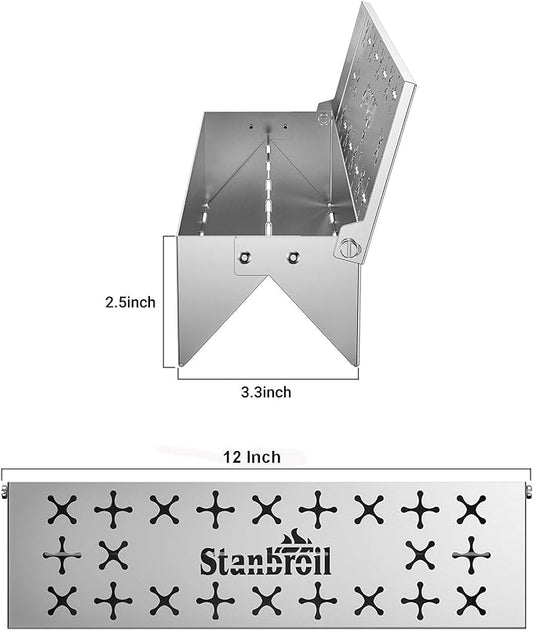 Stanbroil Stainless Steel Smoker Box for Gas Grilling, Wood Chip Smoking Box for Enhanced Smoke Flavor, Double V-Shape Design and Hinged Lid for Gas & Charcoal Grill