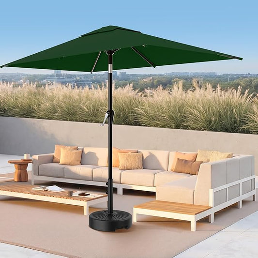 AreShark 6.5' x 10' Rectangular Patio Umbrellas for Outdoor, Outdoor Table Umbrella, Large Outdoor Patio Umbrellas with 6 Sturdy Ribs for Pool, Garden, Deck & Market (Dark Green)