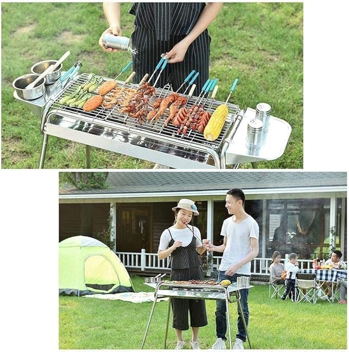 Foldable and Portable Portable Stainless Steel Charcoal Barbecue Grill With Adjustable Legs Folding BBQ For Outdoor Heat Resistant