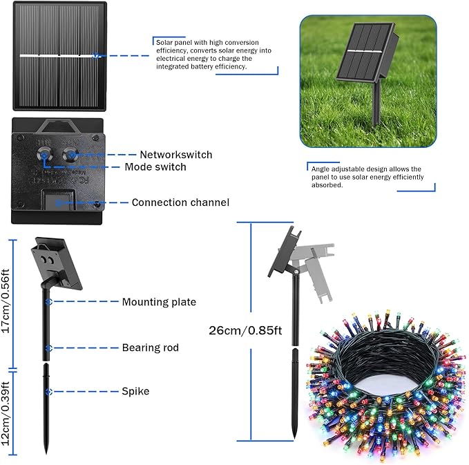 SOLARBABY 4 Pack Solar Christmas Lights Outdoor,Total 146Ft 400 LED Solar String Lights Outdoor with 8 Modes,Waterproof Multicolor Fairy Light for Outside Garden Yard Xmas Tree Christmas Decoration