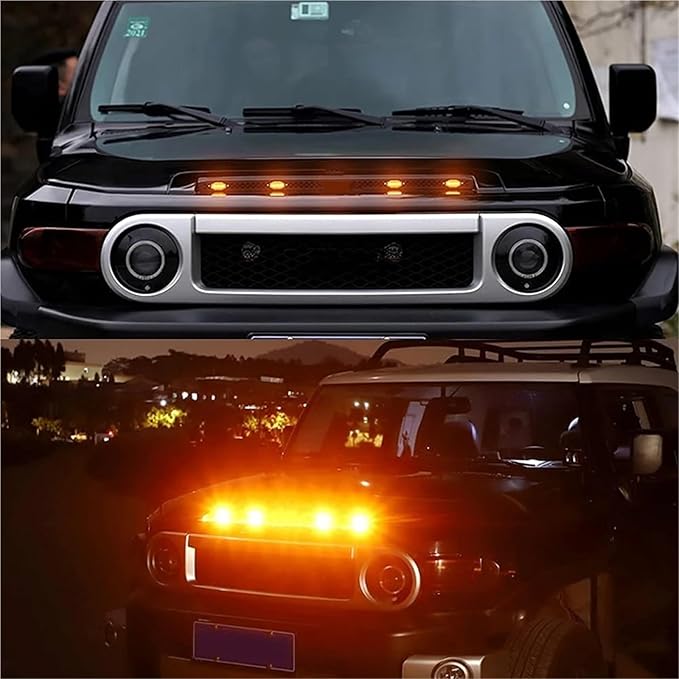 4 in 1 LED Car Front Grille Marker Lights Smoked Amber Grill Light for SUV Running Lamp