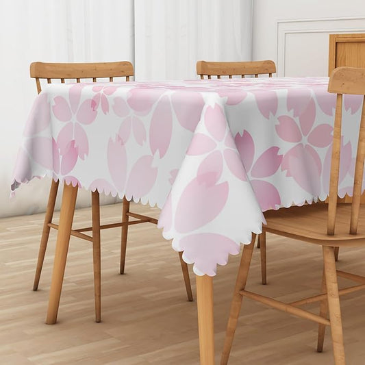 Cherry Blossom Rectangle Tablecloths Pink Flowers Japanese Spring Floral Tablecloth Dining Table Cloth Table Cover for Home Kitchen Dining Room Outdoor Camping Party Picnic 52x70 Inch