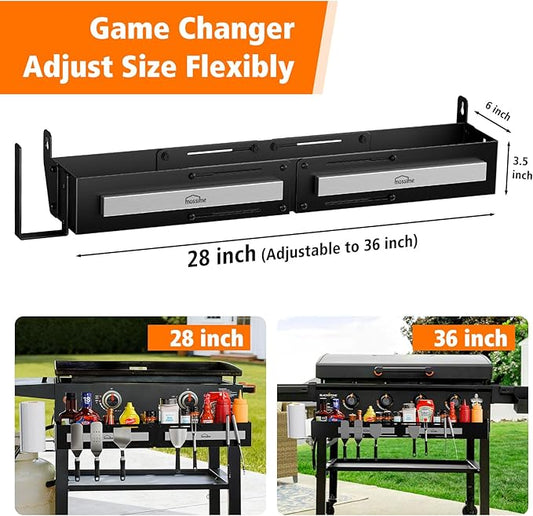 Front Griddle Caddy for Blackstone 28"/36" Griddles, Large Capacity Grill Accessories Organizer for Black Stone with Magnetic Tool Holder, Paper Towel Holder, BBQ Accessory Storage for Outdoor Grill