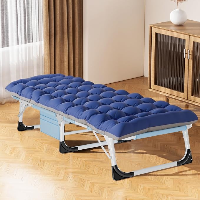 LILYPELLE Folding Chaise Lounge Chair with Pad, Patio Sun Tanning Chair | 5-Position Outdoor Chaise Lounger,Portable Beach Lounge Chair for Outdoor Sunbathing Patio Pool Lawn Deck Poolside