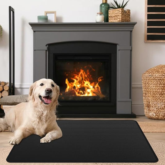 Fireplace Mat Fireproof, 48 x 30 Inch Hearth Rugs for Fireplaces Fire Resistant, Indoor Fire Pit Wood Stove Pads, Outdoor Under Grill Mats, Protect Floors and Decks from Sparks Embers