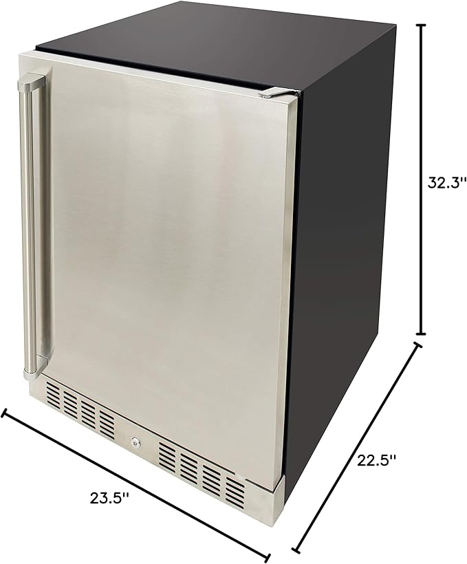 BRAMA Outdoor Refrigerator Built-In or Freestanding with Automatic Defrost, LED Display and Control Panel