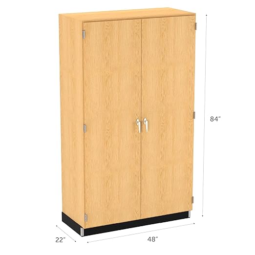 Diversified Spaces School Classroom Tall Tote Tray & Shelf Storage Cabinet, 48" W x 22" D x 84" H, 24 Trays, Oak Construction, Locking Double Doors, Chemical Resistant Finish, Made in USA