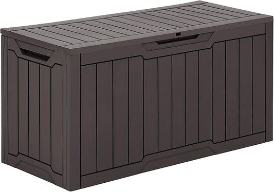 YITAHOME 80 Gallon Resin Deck Box, Weather Resistant Outdoor Storage Box, Lockable Indoor Outdoor Storage for Supplies and Essentials, Dark Brown