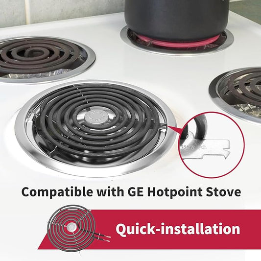 GE Drip Pans and Stove Burner Element Unit Set, Perfectly Fit WB30M1 & WB30M2 -Replacement for GE Hotpoint Kenmore Stove Top(Black)