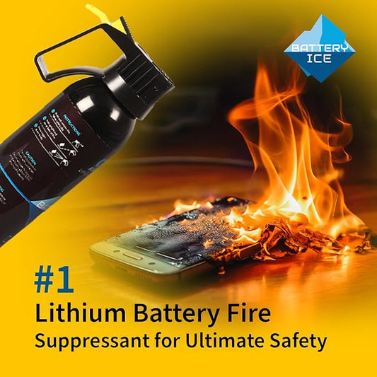 Lithium-Ion Fire Suppressant by Battery Ice | Patented Technology | Compact Fire Aerosol Spray for Home, Garage and Office | Non-Toxic, Eco-Friendly & Easy to Use (Single)