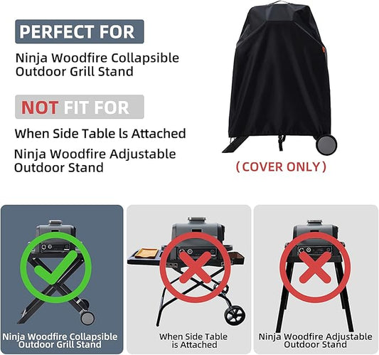 Waterproof Cover for Ninja Woodfire Outdoor Grill on XSKSTAND Woodfire Collapsible Stand, Outdoor Grill Accessories for Ninja Wood Fire Smoker OG300/700 Series (Cover Only)