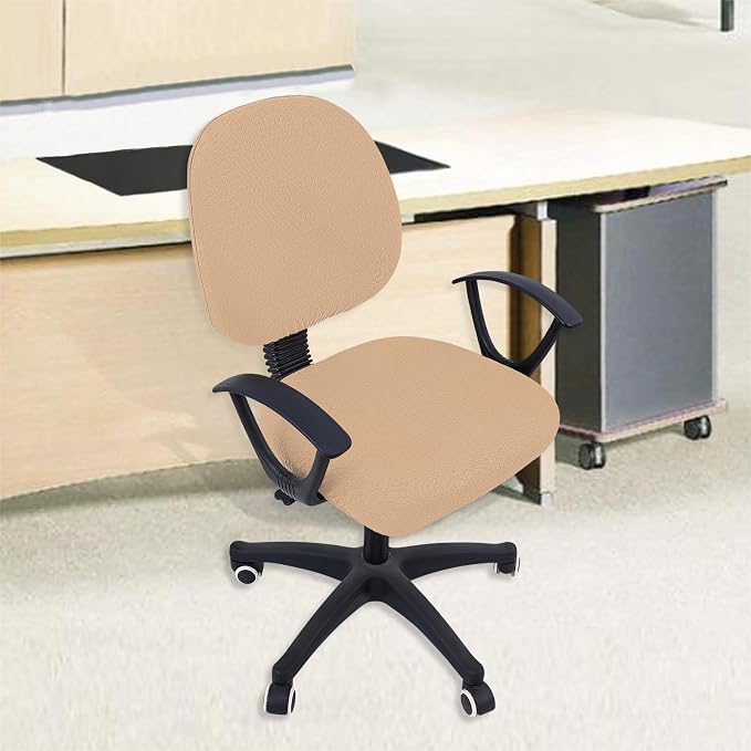 Smiry Office Computer Chair Covers for Desk Rotating Chair Protector | Stretch Jacquard Removable Washable Universal Slipcovers, Seat + Backrest Cover, Camel