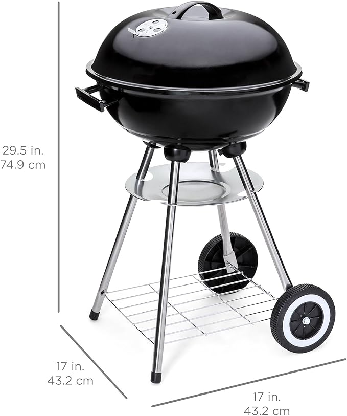 Best Choice Products 18-inch Portable Steel Charcoal Barbecue BBQ Grill w/ Heat Control for Patio, Porch, Picnic, Tailgate, Black