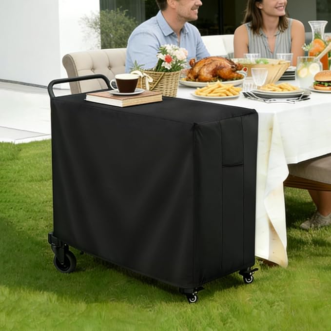 POOLTALE Outdoor prep table cover 54x23x35IN for Dining Grill Cart, Planter Boxes Stand, Raised Garden Storage Cabinet Bed, Dining Kitchen Island Stainless Steel Table Waterproof Protective, Black