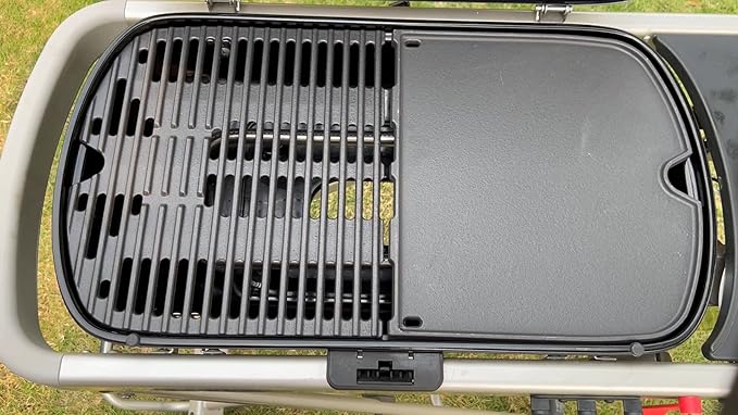 Cast Iron Cooking Grate and Grill Griddle 7034 for Weber Traveler Portable Gas Grill, Replacement Parts for Weber 9010001 9020001 9030001 9013001 Stealth Edition Traveler Portable Accessories