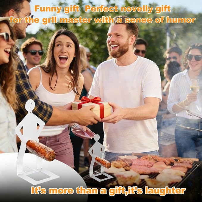 Hot Dog Holder Stand BBQ Accessories, Grill 7Pcs Barbecue Forks Stainless Steel Funny Gift for Party Camping