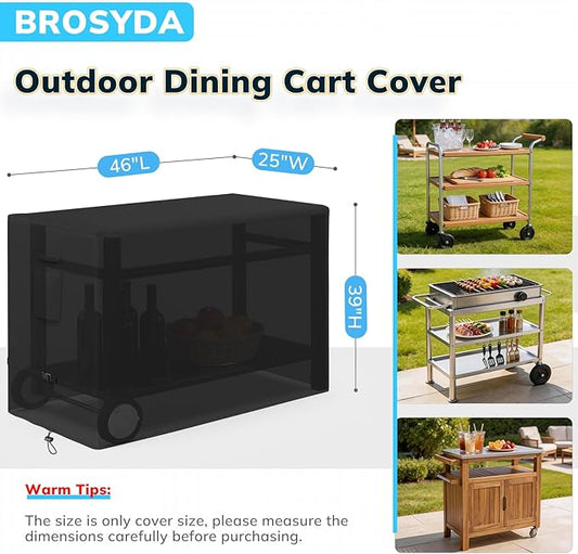 Outdoor Prep Table Cover, Waterproof Outdoor Dining Cart Cover, Heavy Duty Oxford Fabric for Outdoor Storage Cabinet and Utility Cart, 46"L×25"D×39"H, Black
