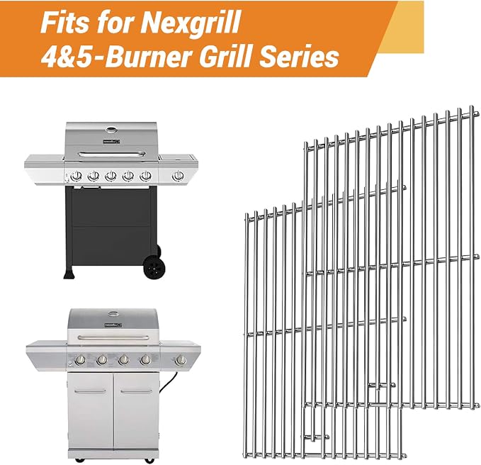 17 Inch Stainless Steel Cooking Grates for Home Depot Nexgrill 720-0830H 720-0830D 720-0783E 720-0783C Gas Grill Replacement Parts Uniflame Gas Grills Cooking Grids 2 Pack