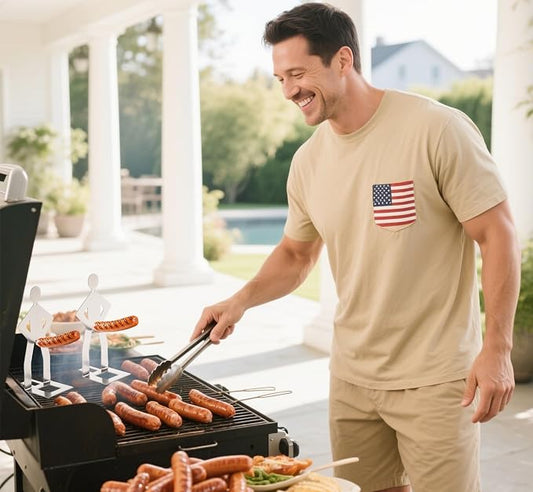 10PCS Funny Hot Dog Holder and Sausage Stand-Standing Man Sausage Barbecue Rack-Hot Dog Grill Holder Man-Portable Reusable Stainless Steel Hotdog and Sausage Roaster for Camping,Road Trip