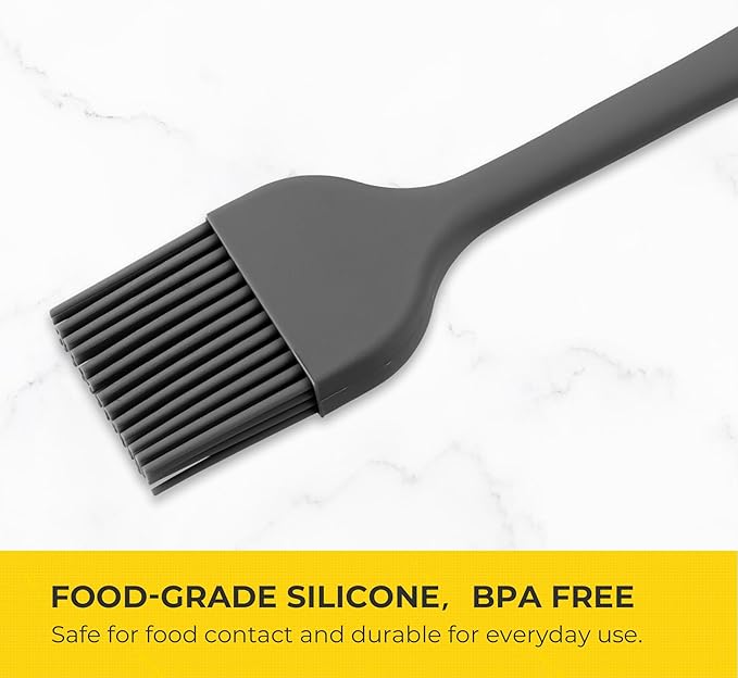 Elihome × Peanuts Silicone Basting Brush (8.75”) – Heat Resistant to 600°F, Food-Grade Platinum Silicone, Seamless 1-Piece Design, Non-Stick Safe, Dishwasher Safe, Dark Grey