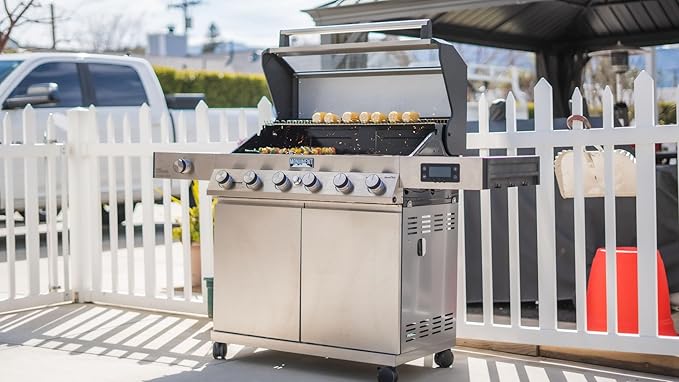 Monument Grills Denali Series, 6-Burner Convertible Natural Gas Smart bbq Grill Stainless Steel Denali 605 with Conversion Kit