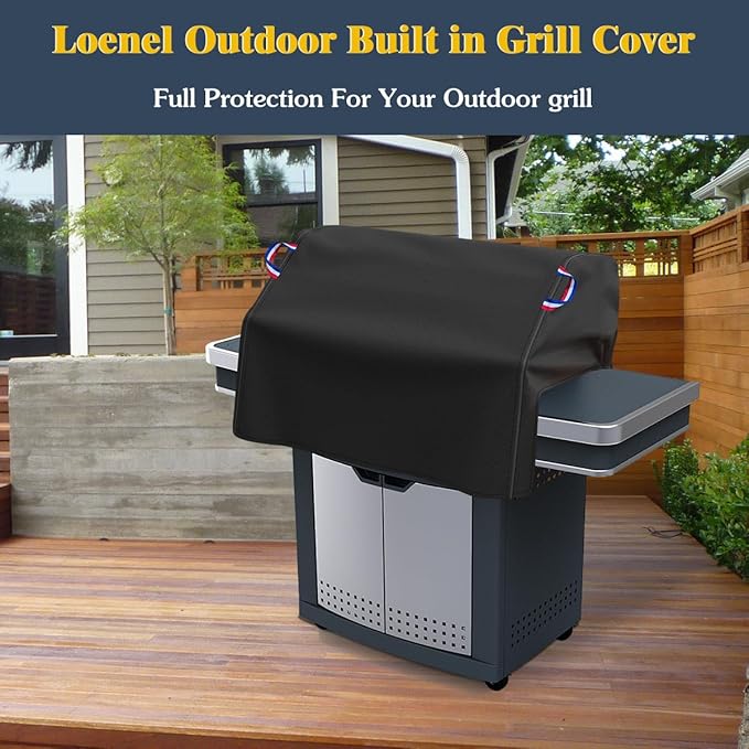Built in Grill Cover for Outdoor Grill, 45 Inch BBQ Grill Top Cover for Most 4 Burner Built in Grill, Heavy Duty Waterproof Outdoor Kitchen & Grill Head Cover - 45" W x 29" D x 26" H