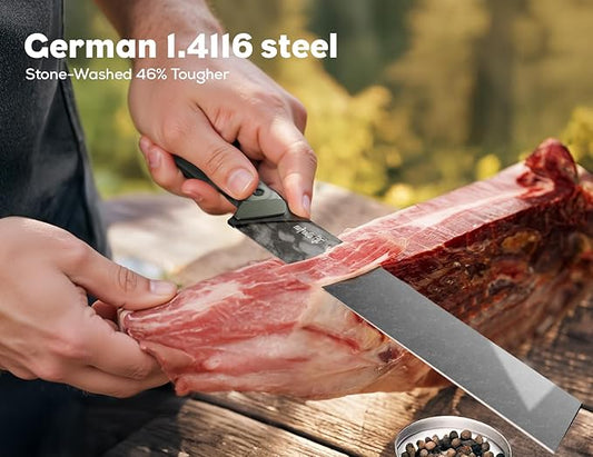 12 Inch Slicing Carving Knife - Rust-Resistant Full-Tang Steel, G10 Non-Slip Outdoor Handle - BBQ & Brisket Knife for Spanish Ham, Turkey - Professional Chef Knife-Gift For Men Dad Father