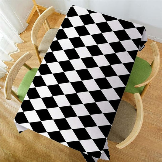 Swono Diamond Rectangle Tablecloth Geometric Black White Diamond Pattern Table Cloth Dining Table Cover for Home Kitchen Restaurant Party Buffet Picnic, 52x70 Inch
