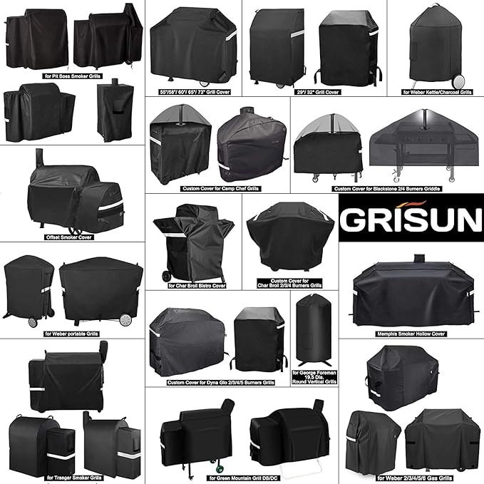 Grisun Grill Cover for Traeger Pro 34, Pro 780 Series Wood Pellet Grill, BBQ Smoker Cover for Texas Elite 34, Eastwood 34 Series, Z Grills 700, 550, 600, 600D Fabric, Waterproof, Anti-Fade, Black