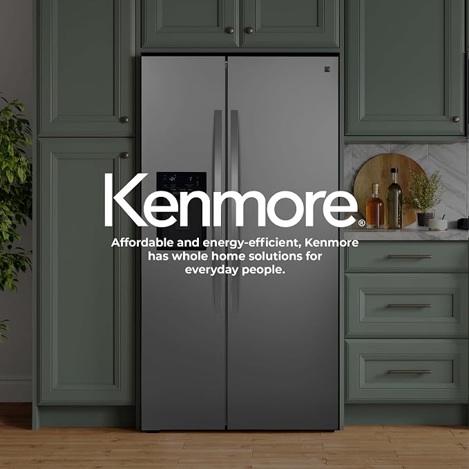 Kenmore 29 cu. ft. 36" Wide Side-by-Side Refrigerator - FPR Stainless Steel | Space Saving Ice & Water Dispenser, Accela Chill, Accela Freeze, Adjustable Glass Shelving, Fingerprint Resistant SS
