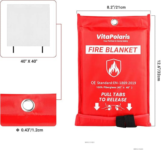Heavy-Duty Emergency Fire Blanket, 1 Pack โ Fireproof Fiberglass Blanket for Kitchen, Home, Grill, Fireplace, Camping, Heat Shield, Grease Fires, Emergency Fire Suppression