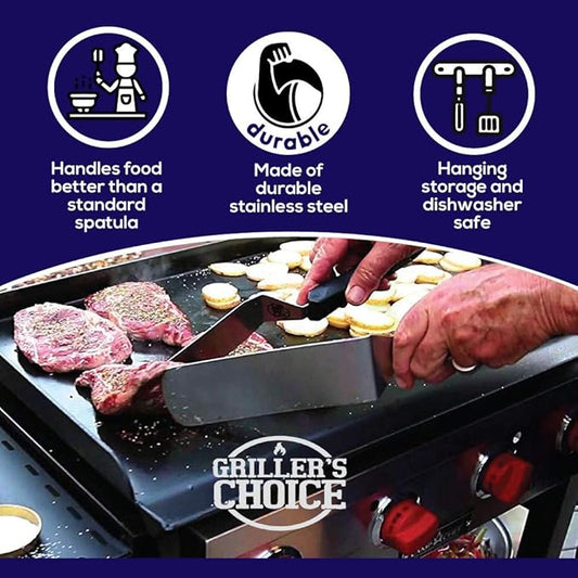 Griller's Choice Professional Stainless Steel Griddle Accessories, Flat Top Grill Accessories Kit, Machine Washable, Durable & Ergonomic Design for Chefs and Home Cooking Enthusiasts