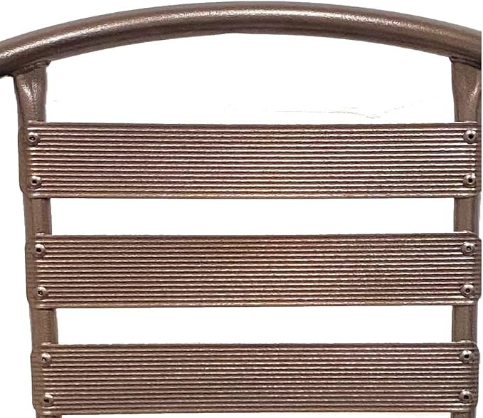 Indoor Outdoor Set of 4 Bronze Restaurant Metal Aluminum Slat Stack Chairs Lightweight
