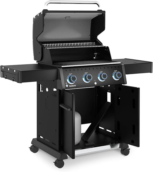 Broil King 674114 Baron 420 Pro Shadow 4-Burner Pellet Ready Propane Gas Grill in Black