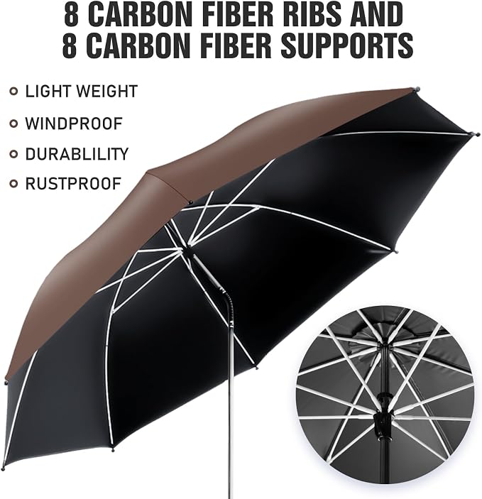 2 PACK Beach Umbrella with Clamp, 360 ° Adjustable Umbrellas for Chair, UPF50+ Umbrella for Beach Chair, Patio Chair, Wheelchair, Camping Chair, Golf Carts (Chair Not Included)